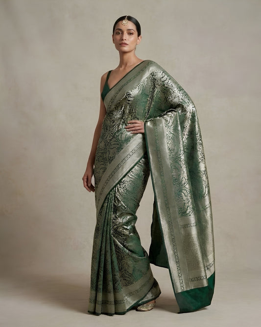 Jashn | Green Pure Katan silk Saree