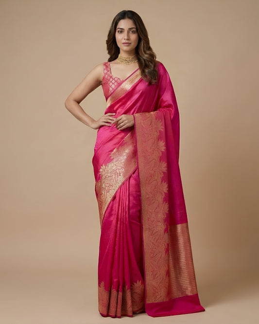 Ashpra | Dark Pink Tanchoi Saree