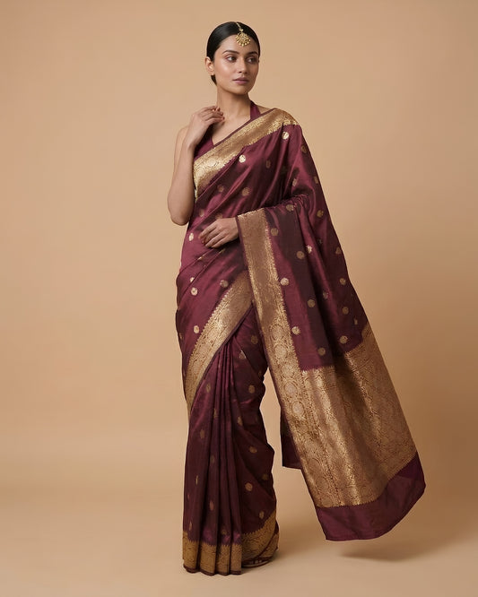 Moonlit | Maroon Silk Saree