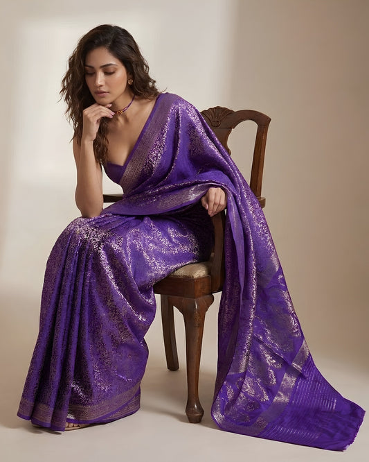 Nazm | Purple Tanchoi Silk Brocade