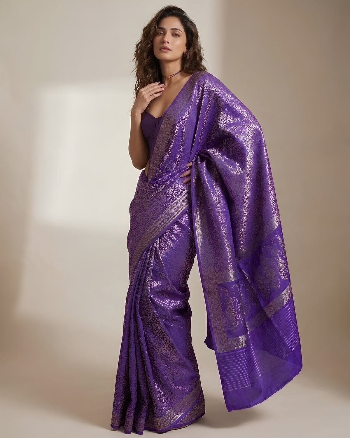 Nazm | Purple Tanchoi Silk Brocade
