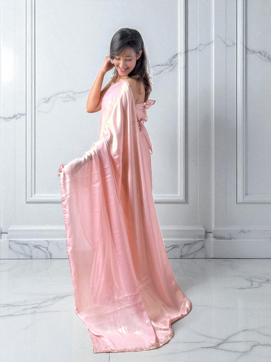 Apricot Shine | Shimmer Georgette Saree