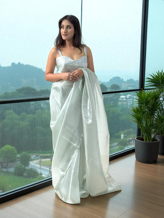 Panna dew | Glass Tissue Saree