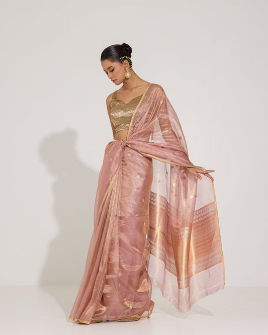 Ethereal Glow | Pink Tissue Saree