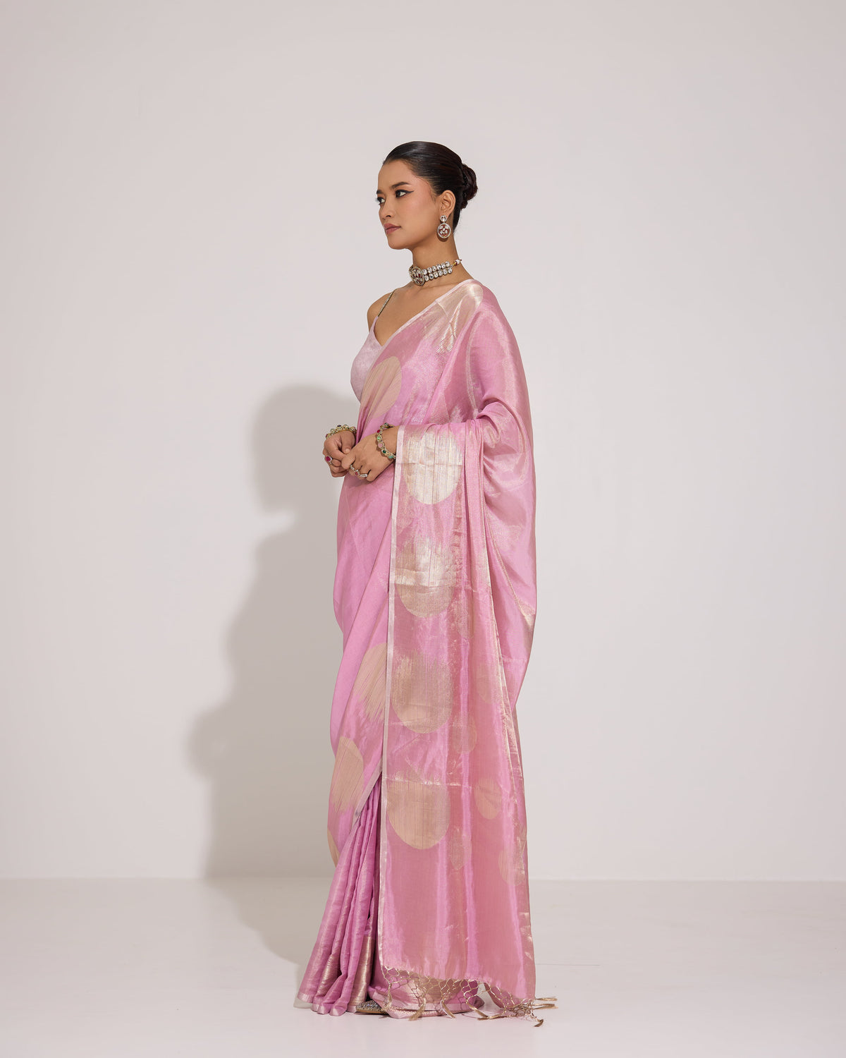 Halo Rouge | Pink Tissue Silk Saree