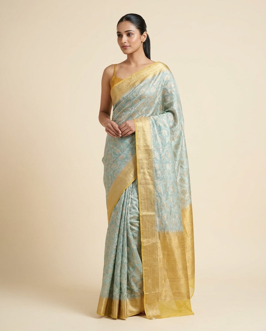 Mehfil | Rose Floral Chanderi Saree