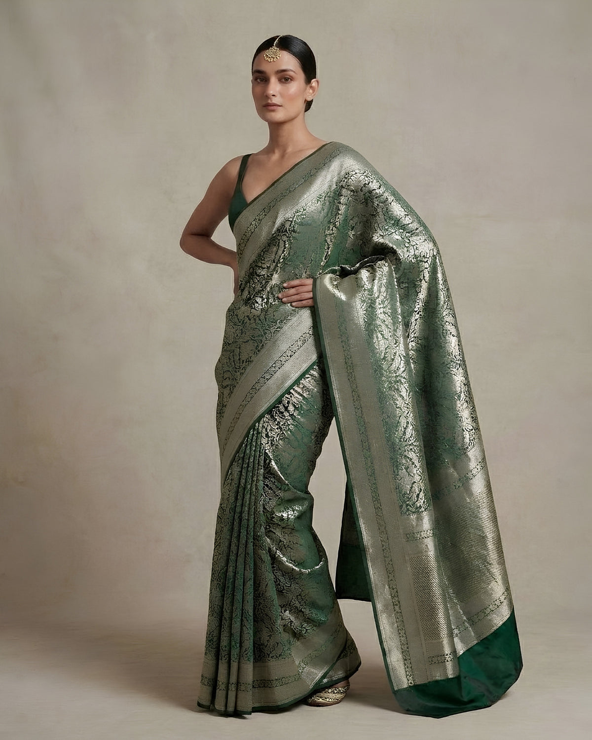 Jashn | Green Pure Katan Silk Saree
