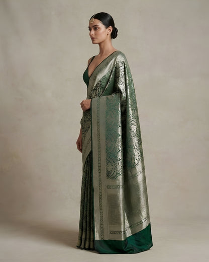 Jashn | Green Pure Katan Silk Saree
