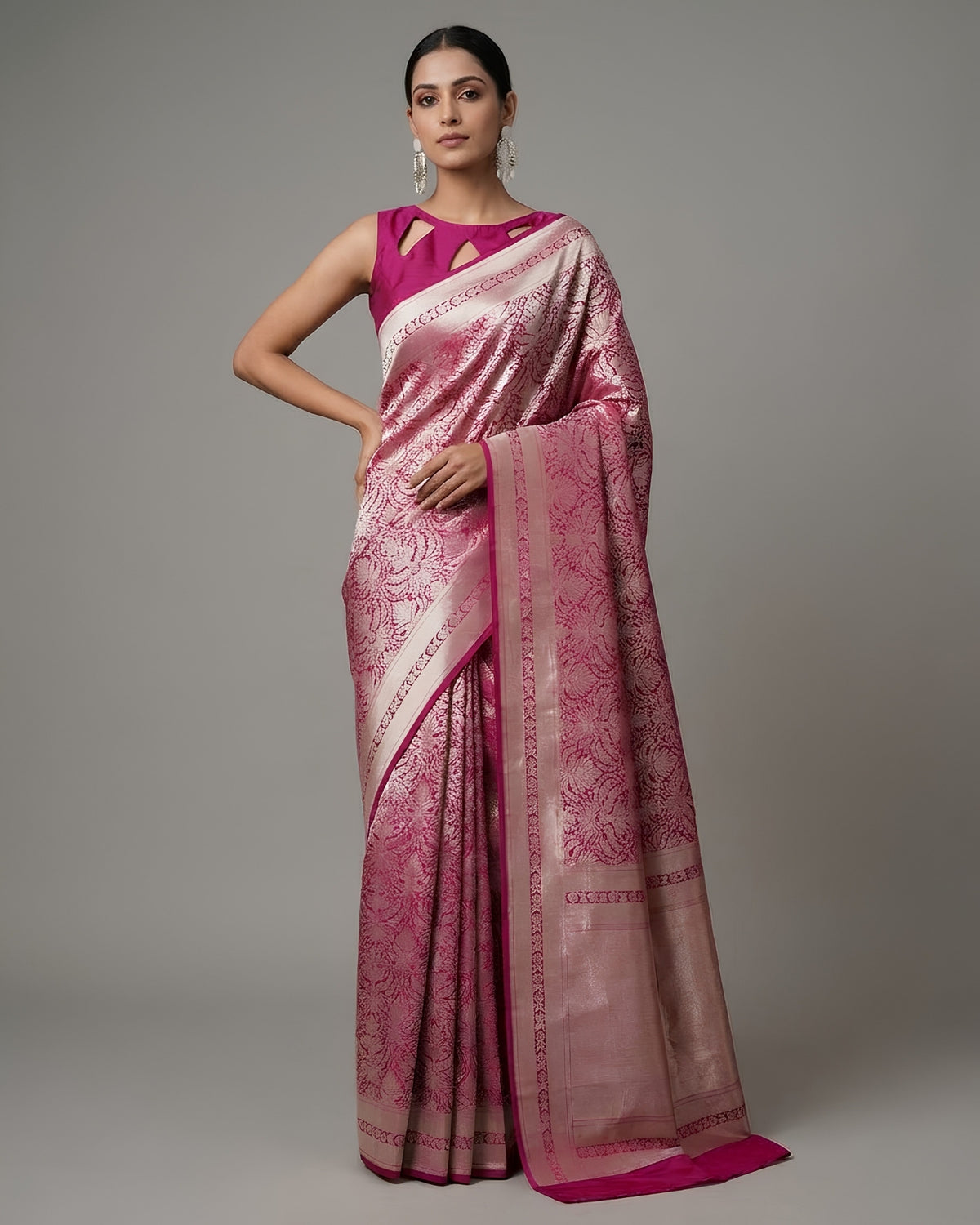 Jashn | Light Pink Pure Katan Silk Saree
