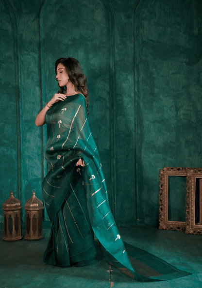 Verdant Stripes | Organza Saree