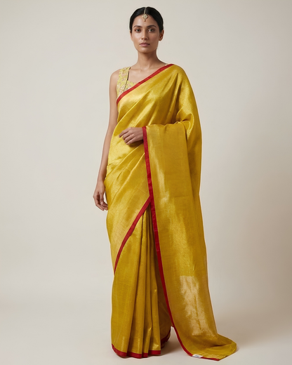 Marigold | Katan Silk Yellow Saree