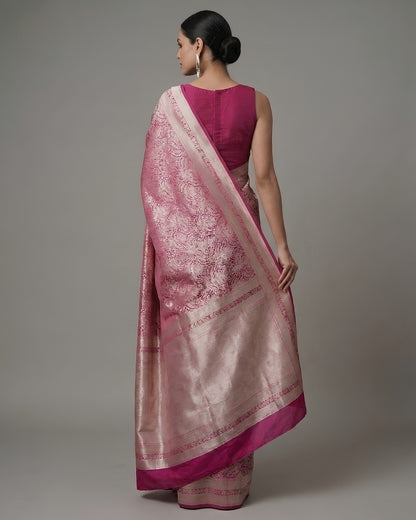 Jashn | Dark Pink Pure Katan Silk Saree