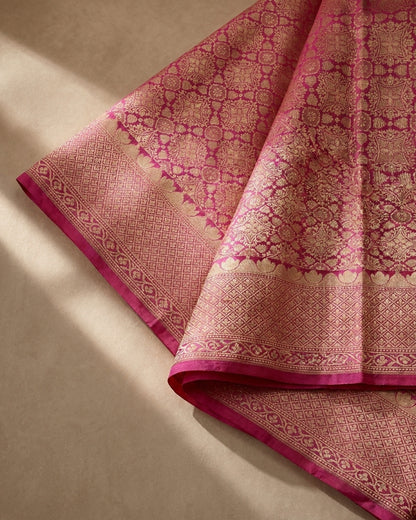 Jashn | Light Pink Pure Katan Silk Saree