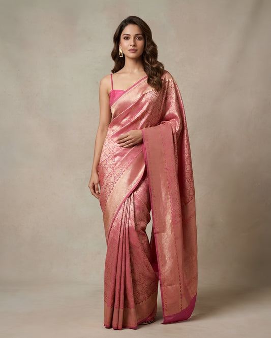 Jashn | Light Pink Pure Katan Silk Saree