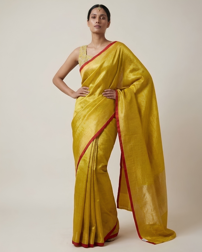 Marigold | Katan Silk Yellow Saree