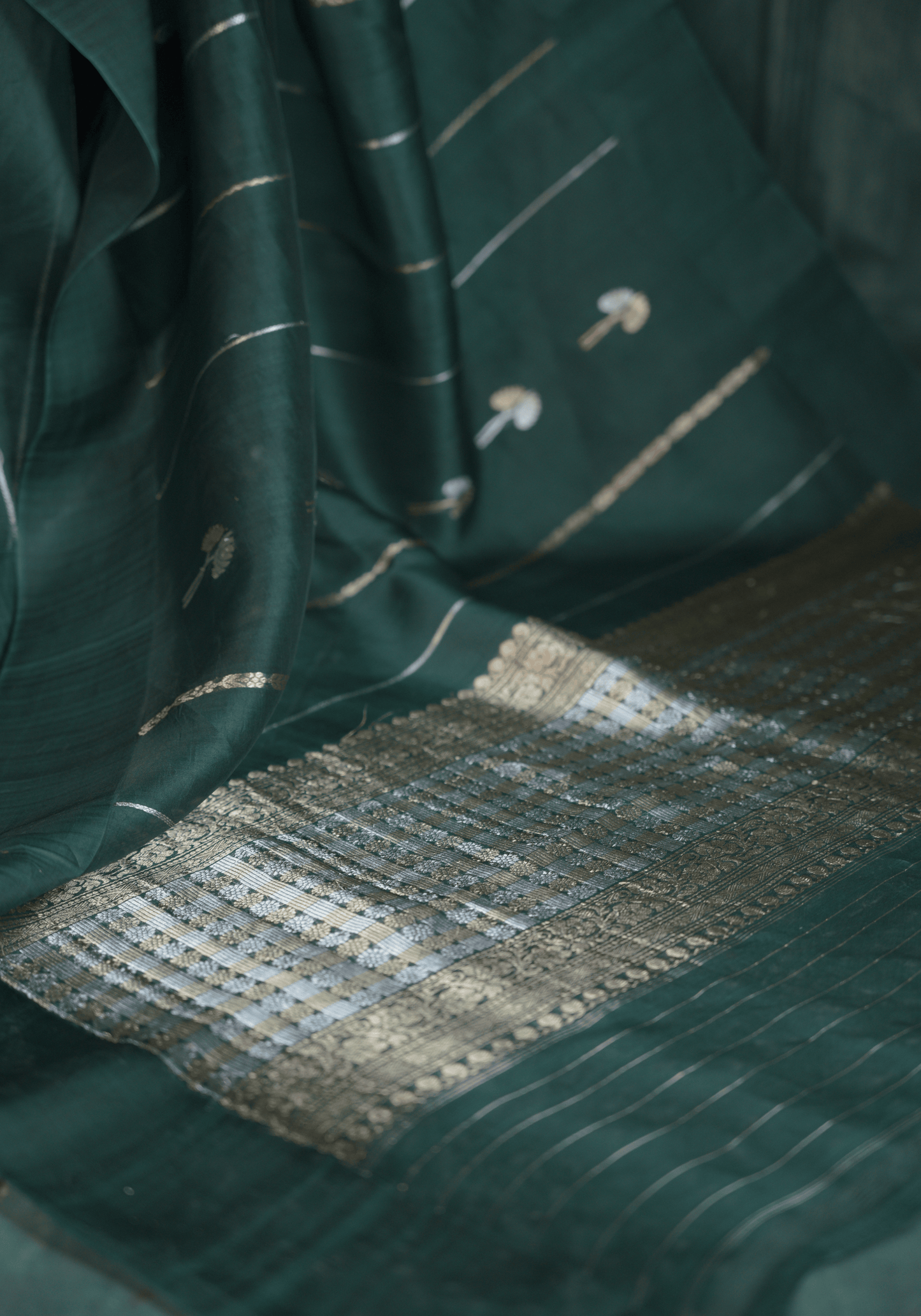 Verdant Stripes | Organza Saree
