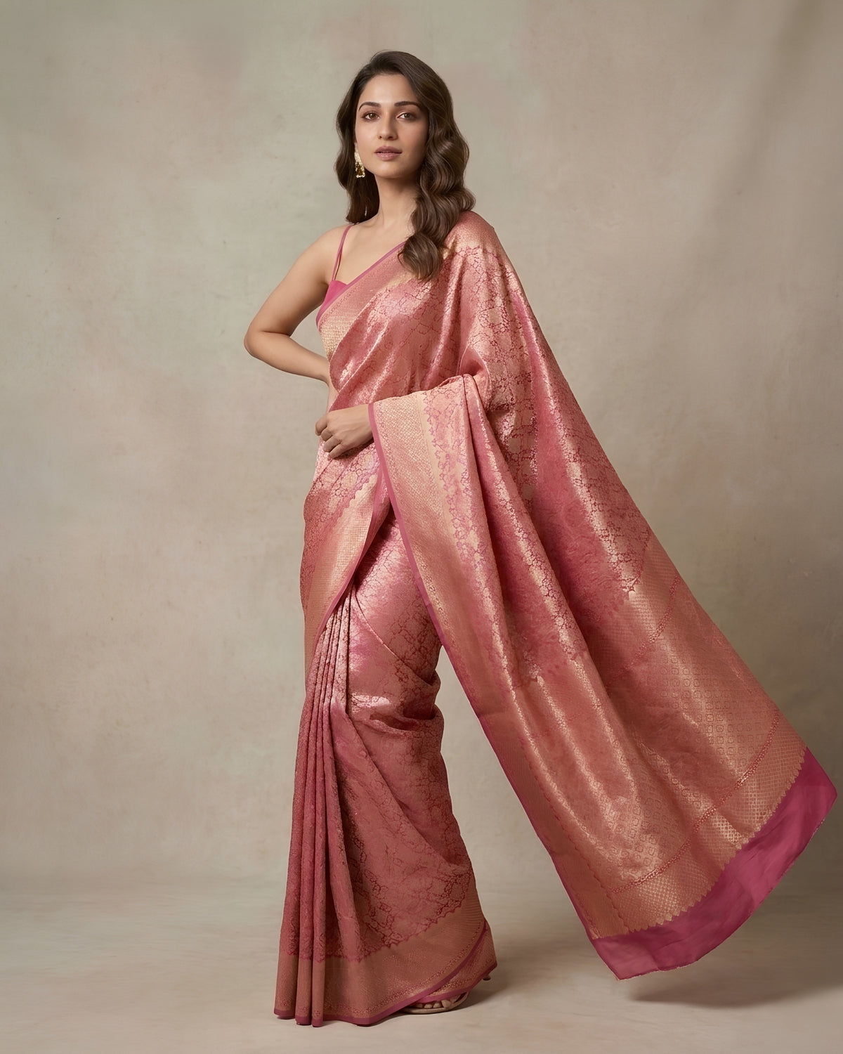 Jashn | Light Pink Pure Katan Silk Saree