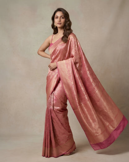 Jashn | Light Pink Pure Katan Silk Saree