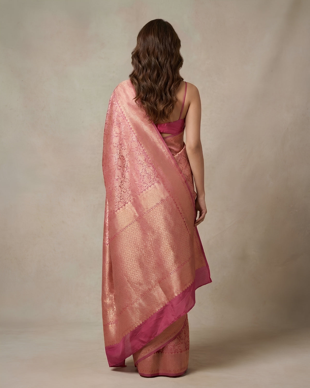 Jashn | Light Pink Pure Katan Silk Saree