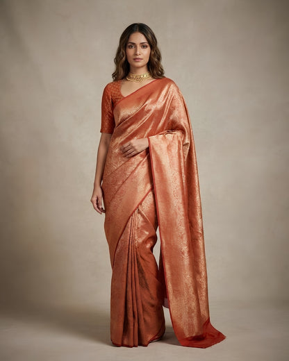 Jashn-e-warq | Magenta Chanderi Brocade Saree