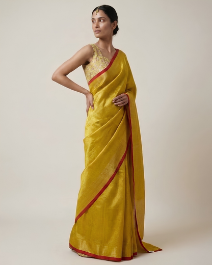 Marigold | Katan Silk Yellow Saree