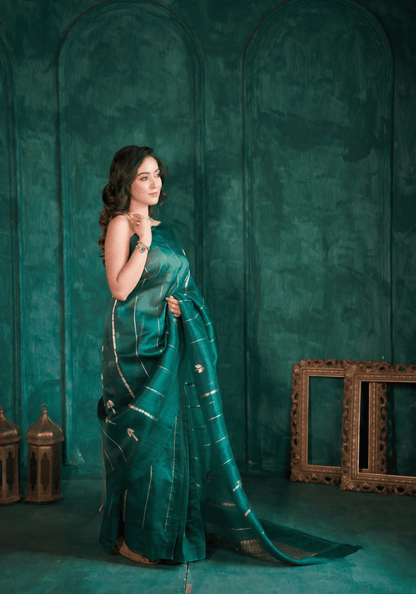 Verdant Stripes | Organza Saree