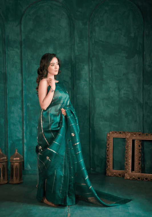 Verdant Stripes | Organza Saree