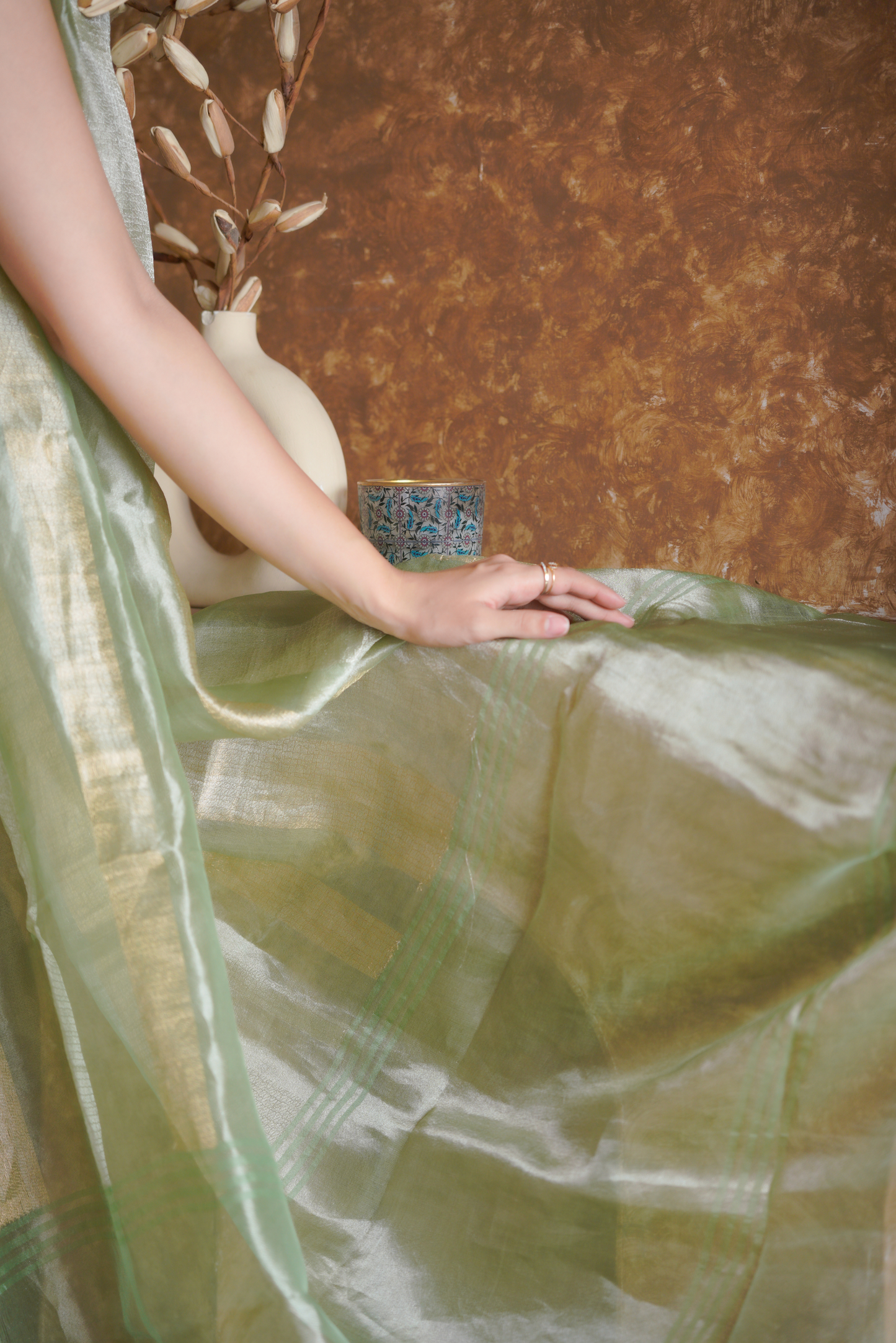 Verdant Glow | Organza Tissue Saree