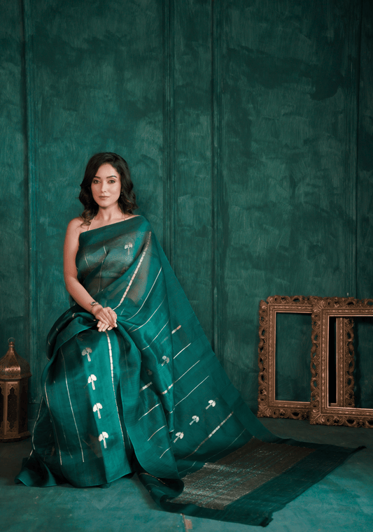 Verdant Stripes | Organza Saree