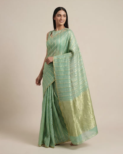 Cascade |Green Crushed Monga Rangkat Saree