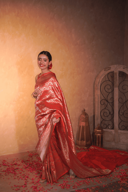 Scarlet Reverie | Katan Silk Saree