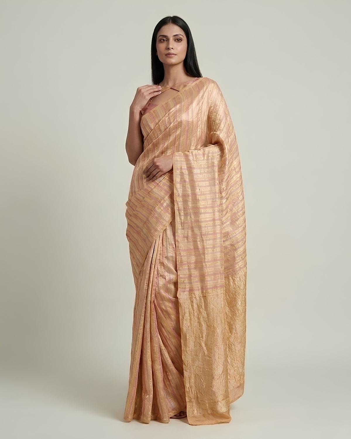 Cascade |Green Crushed Monga Rangkat Saree