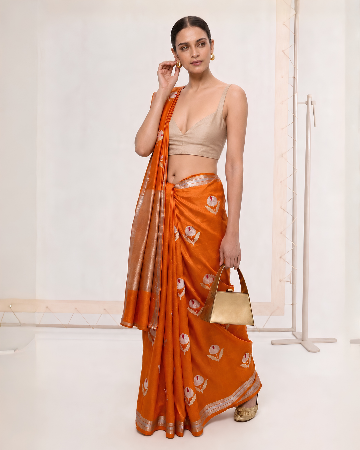 Kanak | Orange Silk Saree