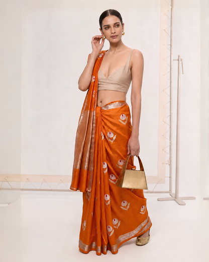 Kanak | Orange Silk Saree