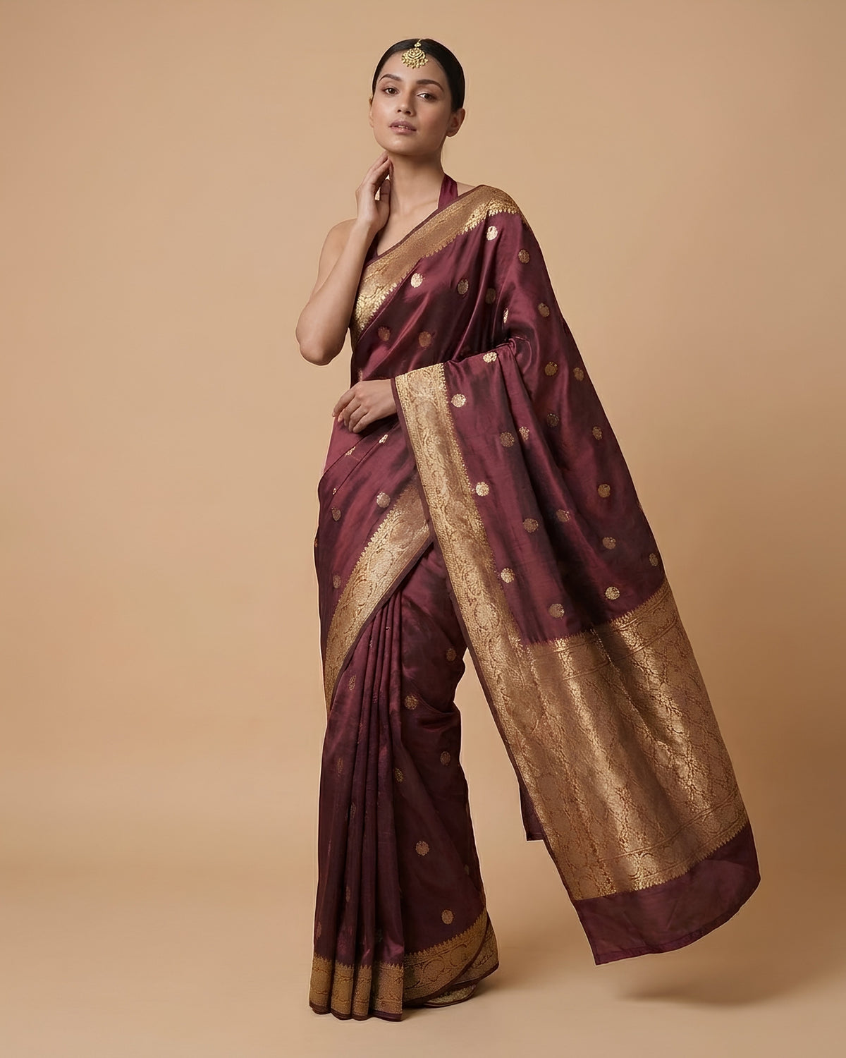 Moonlit | Maroon Silk Saree