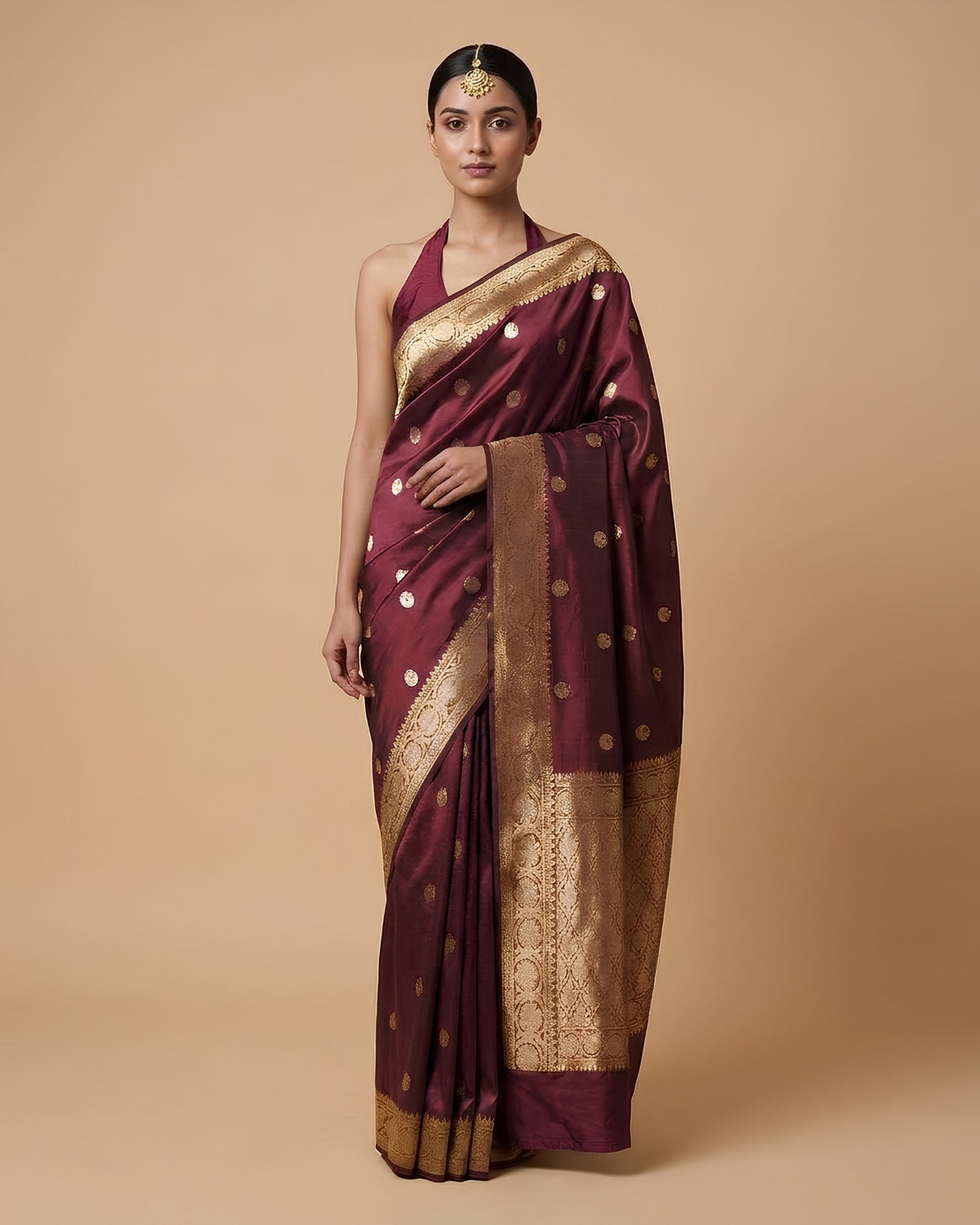 Moonlit | Maroon Silk Saree