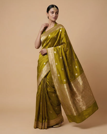 Moonlit | Green Silk Saree