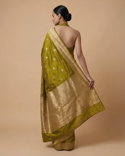 Moonlit | Green Silk Saree