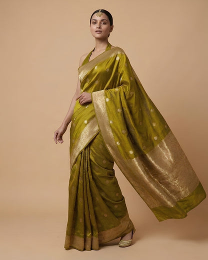 Moonlit | Green Silk Saree