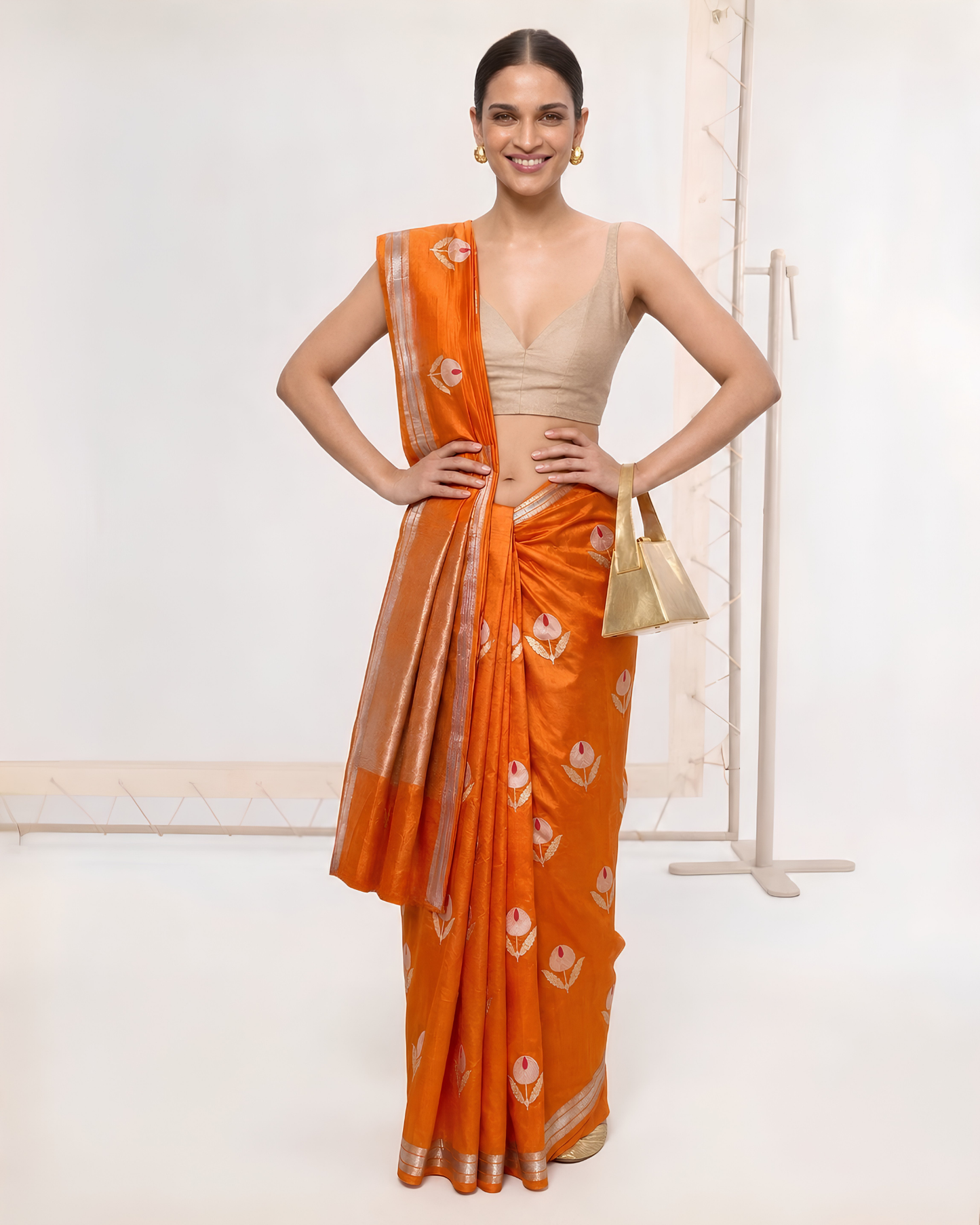 Kanak | Orange Silk Saree