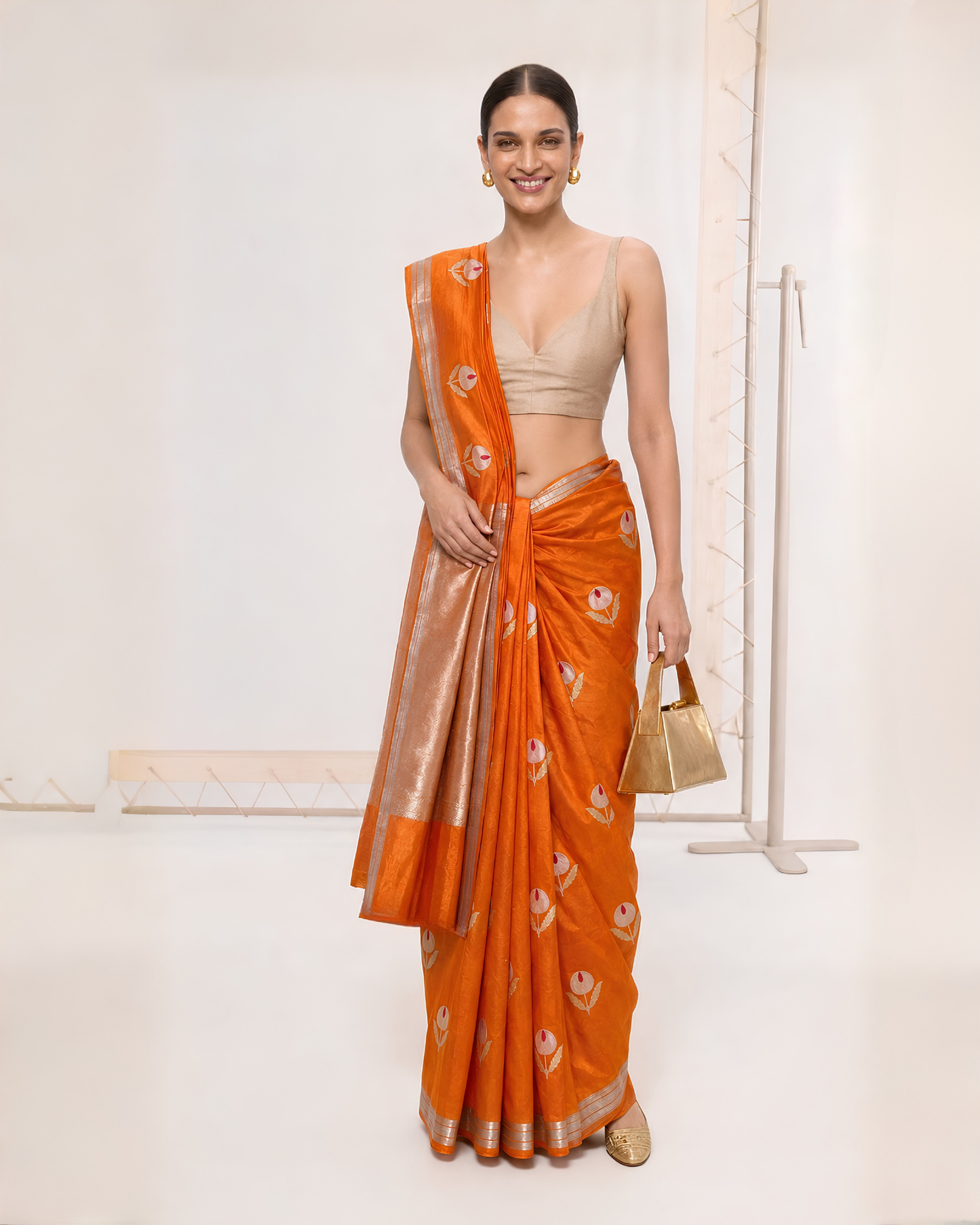 Kanak | Orange Silk Saree
