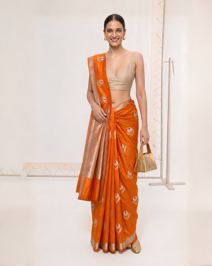 Kanak | Orange Silk Saree