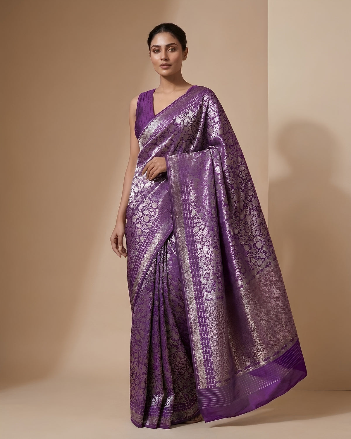 Amethyst | Purple Katan Silk Saree