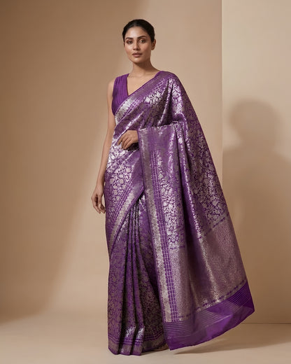 Amethyst | Purple Katan Silk Saree