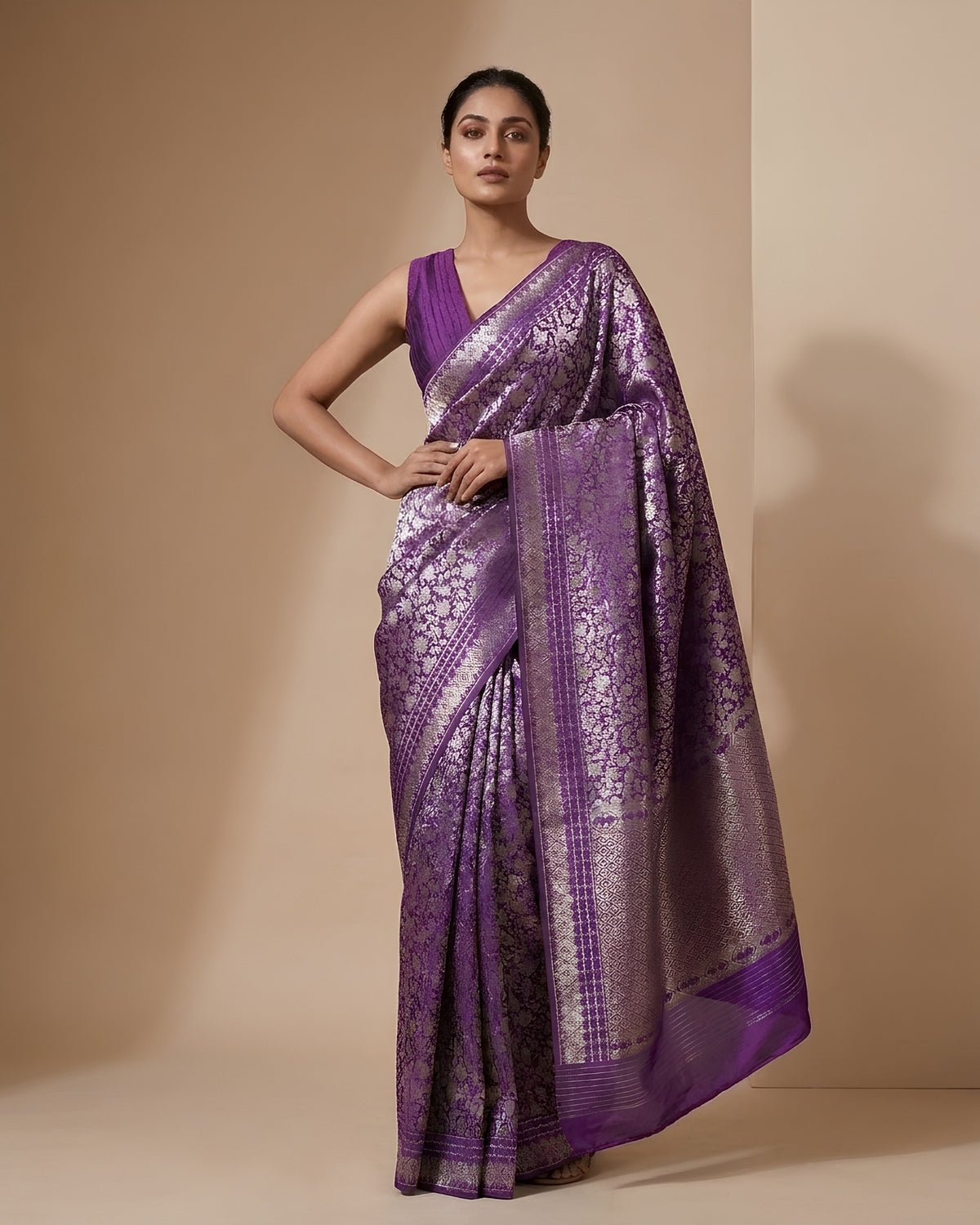 Amethyst | Purple Katan Silk Saree