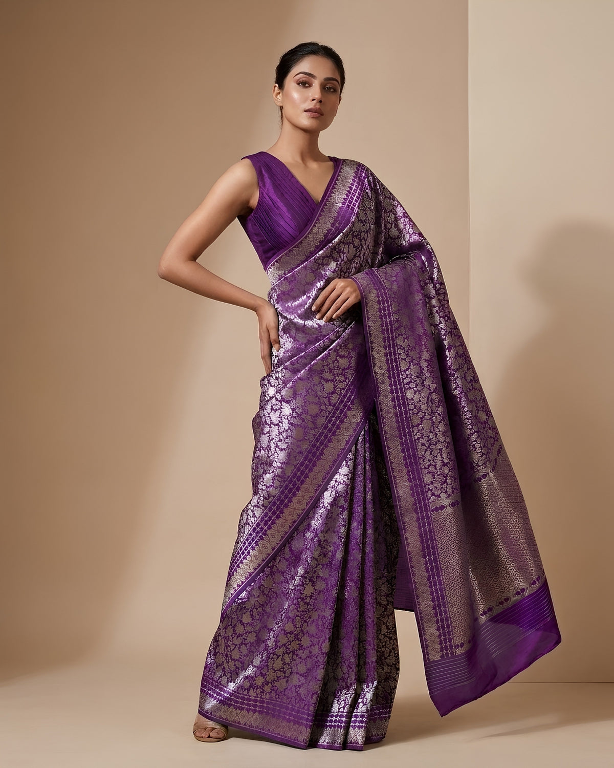 Amethyst | Purple Katan Silk Saree