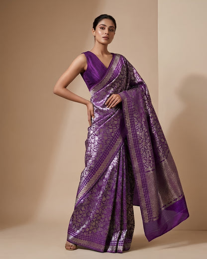 Amethyst | Purple Katan Silk Saree