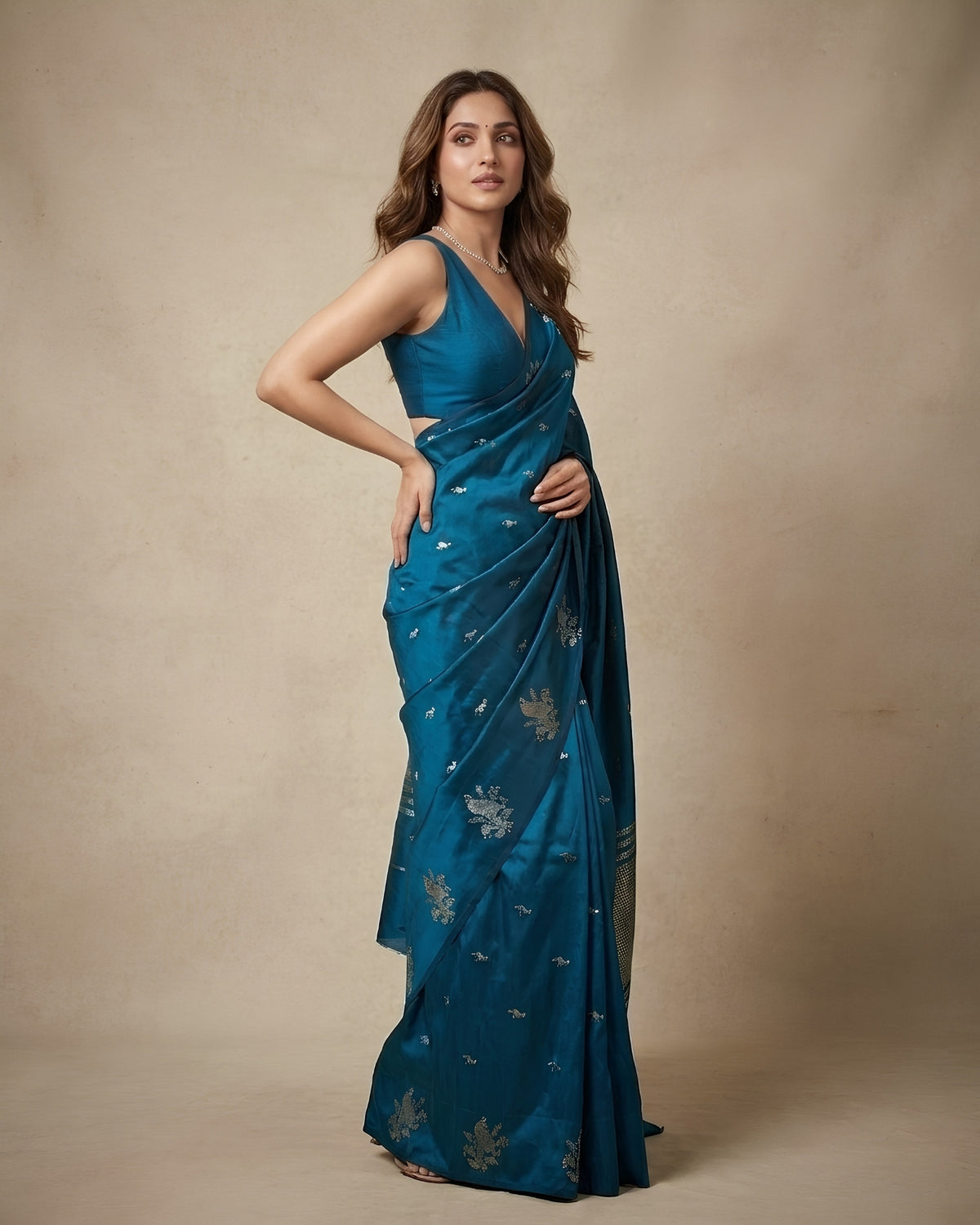 Songbird | Electric Blue Silk Saree
