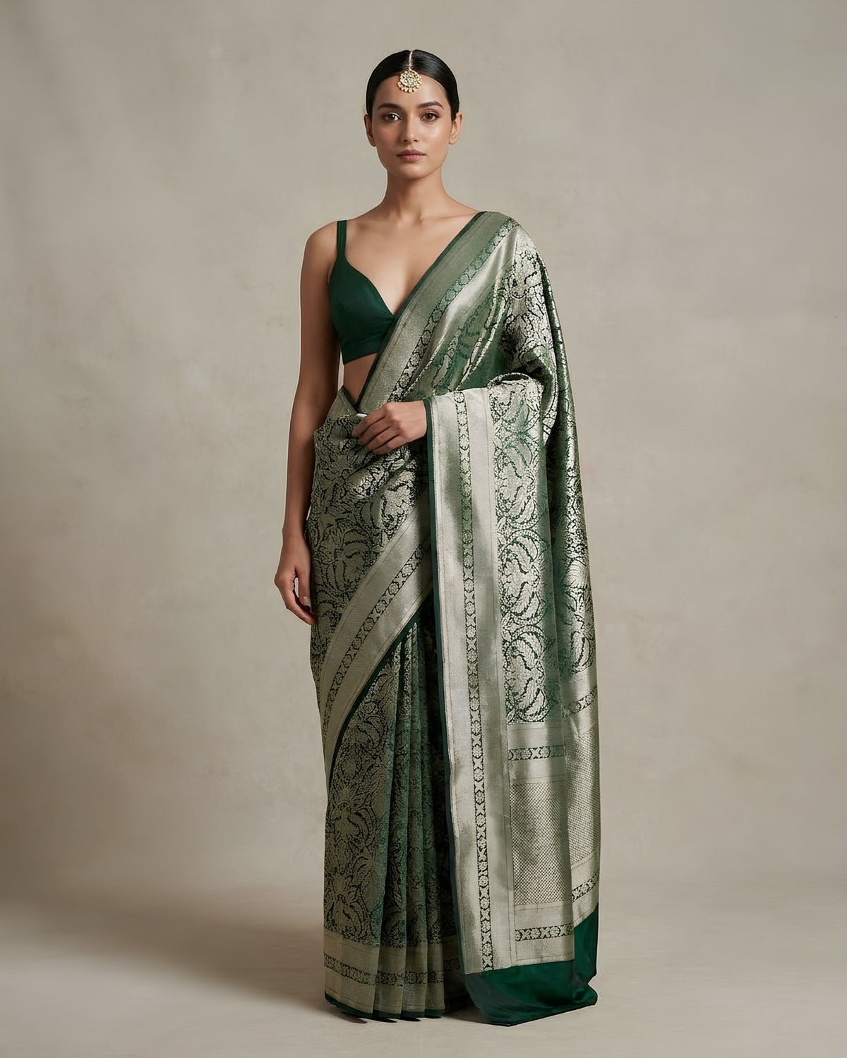 Jashn | Green Pure Katan Silk Saree