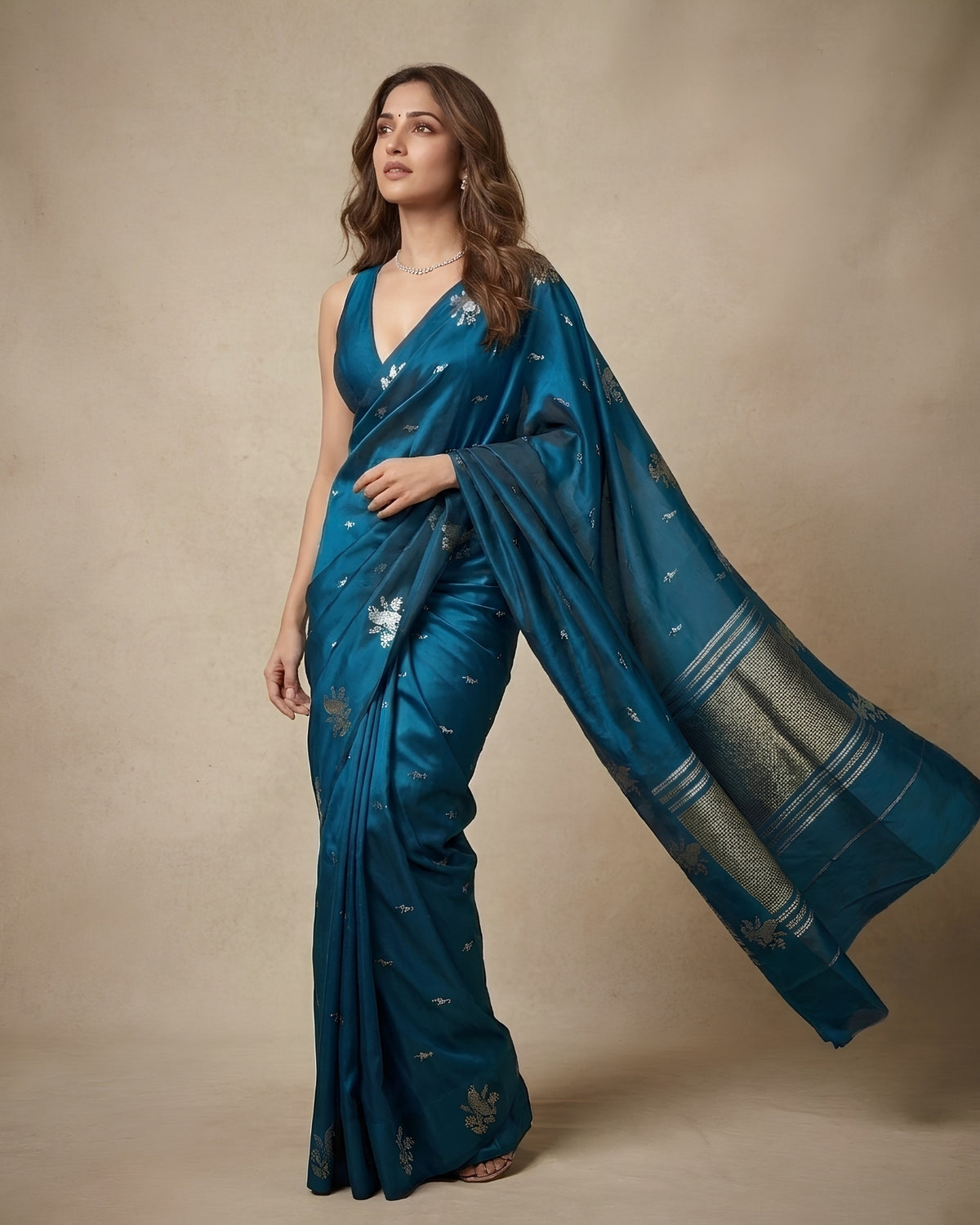 Songbird | Electric Blue Silk Saree
